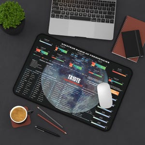 Personalized Ham Radio Desk Mat, Custom Callsign Mouse Pad, Amateur Radio Band Plan, Ham Shack Gift