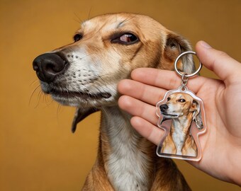 Custom Dog Keychain Sighthound Owner Acrylic Minimalist Pet Lover Gift Photo Keychain Ornament Magnet
