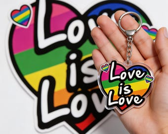 Llavero "El amor es amor" Accesorio del Orgullo Corazón Arcoíris Regalo del Orgullo Llavero con Foto Adorno Imán
