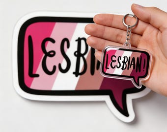 Llavero con foto, adorno magnético, accesorio del Orgullo Lésbico, diseño retro llamativo, regalo para salir del armario