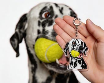 Dalmatian Dog Lover Cute Cartoon Birthday Gift Photo Keychain Ornament Magnet