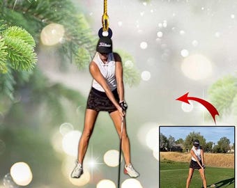 Custom Photo Golf Players Flat Christmas Ornament for Men & Women Golf Lovers Acrylic Ornament, Holiday Tree Decoration, Keepsake Gift
