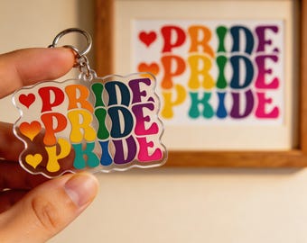 Llavero del Orgullo LGBTQ Arcoíris Retro Recuerdo Regalo Llavero Foto Adorno Imán