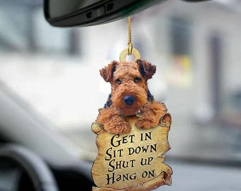 Custom Dog get in , Cute dog ornaments for car Acrylic Ornament, Holiday Tree Decoration, Keepsake Gift