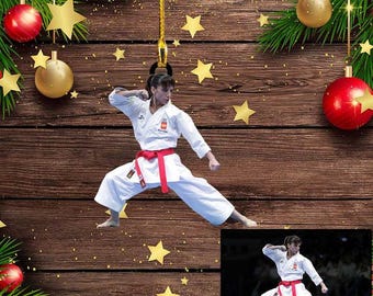 Custom Photo Karate Players Acrylic Ornament for Karate Lovers Tree Decor Acrylic Ornament, Holiday Tree Decoration, Keepsake Gift