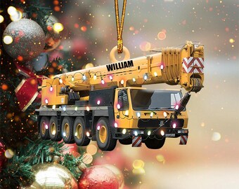 Personalized Crane Vehicles Ornament, Heavy Equipment Operator Ornament Acrylic Ornament, Holiday Tree Decoration, Keepsake Gift
