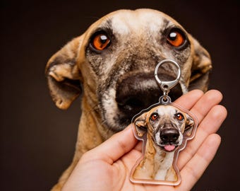 Dog Keychain Greyhound Realistic Pet Portrait Gift Photo Keychain Ornament Magnet