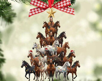 Horse Tree Christmas Acrylic Ornament Gift For Horse Lover