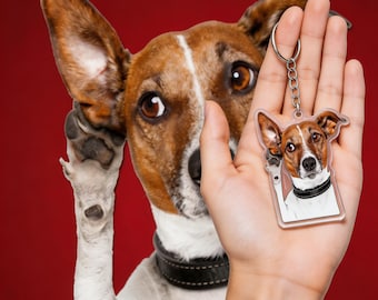 Personalized Pet Photo Keychain Dog Lover Minimalist Memorial Gift Photo Keychain Ornament Magnet