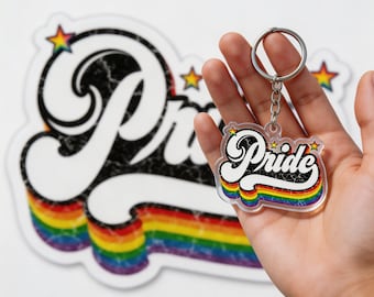 Llavero del Orgullo LGBT Arcoíris Retro Regalo de Cumpleaños Llavero Foto Adorno Imán