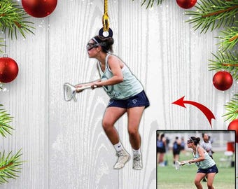 Custom Photo Lacrosse Players Christmas Ornament, Lacrosse Custom  for Men & Women Acrylic Ornament, Holiday Tree Decoration, Keepsake Gift