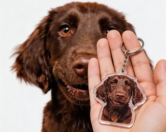 Custom Dog Photo Pet Lover Rustic Memorial Gift Photo Keychain Ornament Magnet