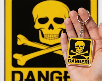 Skull Gothic Punk Halloween Birthday Gift  Photo Keychain Ornament Magnet