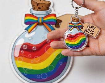 Llavero Gay Juice Orgullo LGBTQ Lindo regalo arcoíris Llavero con foto Adorno Imán