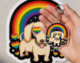 Llavero de perro salchicha, orgullo, lindo dibujo animado, regalo para amantes de las mascotas, llavero con foto, adorno magnético