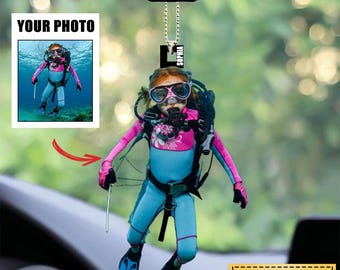 Personalized Scuba Diving Ornament - Gift For Diving Lovers, Divers - Upload Photo  Acrylic Ornament, Holiday Tree Decoration, Keepsake Gift