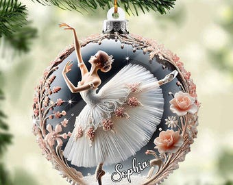 Personalized Ballerina Christmas Acrylic Ornament - Gifts For Teacher Ballet & Ballet Lovers