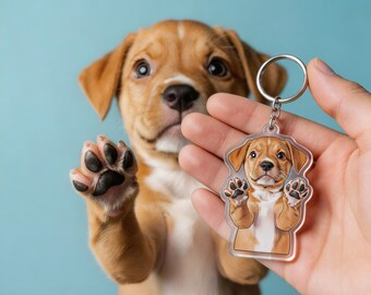 Personalized Dog Photo Pet Lover Cute Minimalist Pet Gift Photo Keychain Ornament Magnet