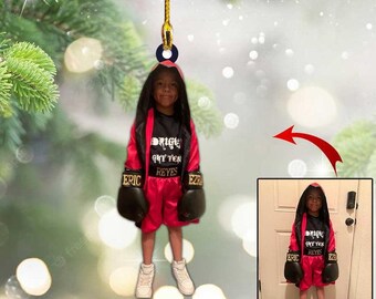 Custom Photo Boxing Christmas Ornament, Boxer Acrylic Ornament for Son, Gift for Man Boxing Lovers Acrylic Ornament,  Keepsake Gift