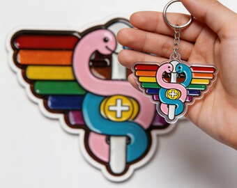 Llavero de enfermera del orgullo LGBTQ Atención médica Lindo regalo de enfermera de esmalte Llavero con foto Adorno Imán