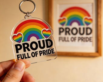 Llavero del Orgullo LGBTQ Arcoíris Minimalista Regalo del Orgullo Llavero Foto Adorno Imán