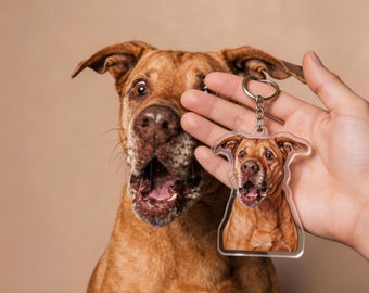 Personalized Dog Photo Pet Lover Cute Realistic Dog Mom Gift Photo Keychain Ornament Magnet