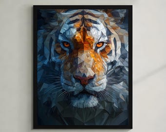Abstract Tiger Face Print | Geometric Low Poly Wildlife Art (Digital Download)