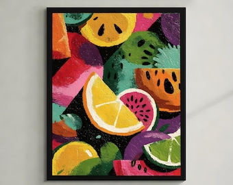 Abstract Fruit Wall Art | Colorful Kitchen Artwork | Vibrant Food Illustration (Digital Download)