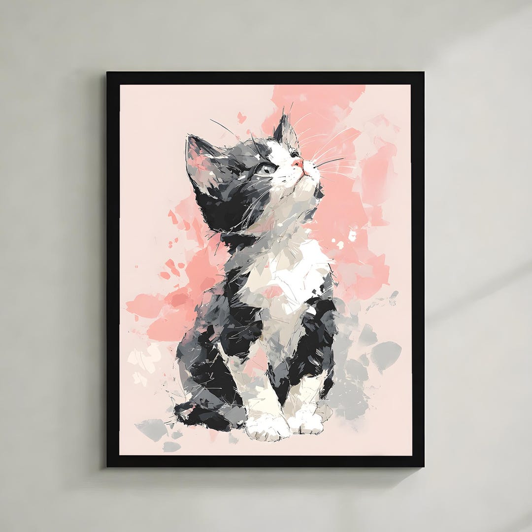 Kitten Wall Art | Pastel Baby Cat Illustration | Nursery Animal Decor ...