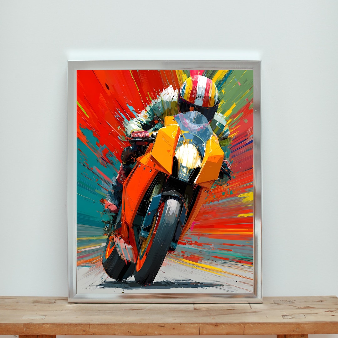Motorcycle Abstract Racing Sports Bike Wall Art | Abstract Motorcycle Painting | Digital Download ...
