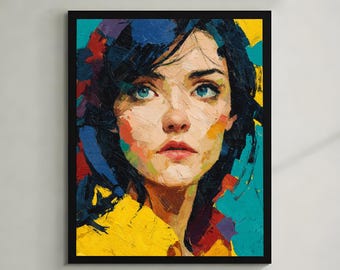 Abstrakte Frauenportrait-Kunst | Farbenfrohes expressionistisches Gemälde (Digitaler Download)