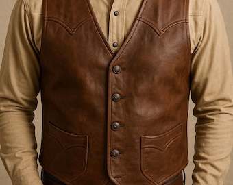 Handmade Genuine Leather Vest | Vintage Formal Waistcoat