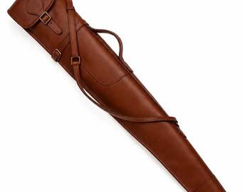 Funda de cuero hecha a mano para rifle / Funda de cuero de grano completo para escopeta / Funda de transporte para escopeta de 81 a 137 cm / Funda personalizada para escopeta de caza