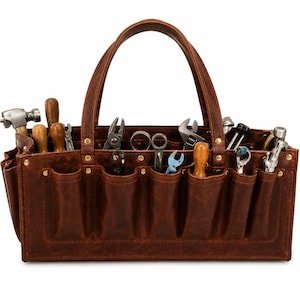Handgemachte Crazy Horse Werkzeugtasche aus Leder | Tischler-Werkzeugtasche aus Leder | Elektriker Werkzeug Organizer | Personalisierter Werkzeugträger aus Leder