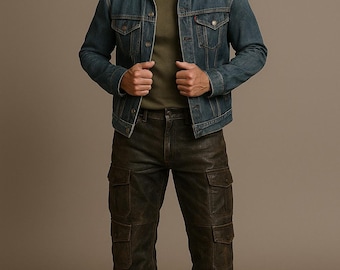 Men's Genuine Leather Cargo Pants | Vintage Biker Trousers