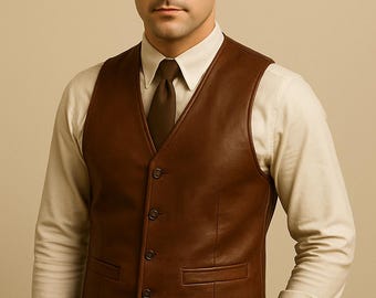 Handmade Genuine Leather Vest | Vintage Style Waistcoat