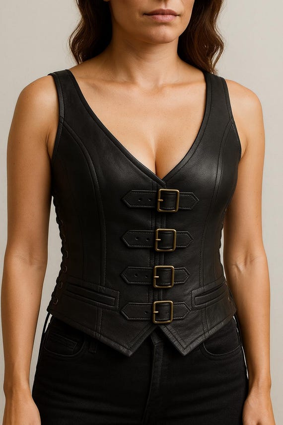 Handmade Leather Corset Vest | Steampunk Buckle Waistcoat