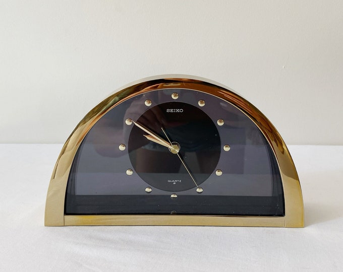 Vintage Seiko Quartz Clock / Mantle Clock / Half Moon Brass Etsy