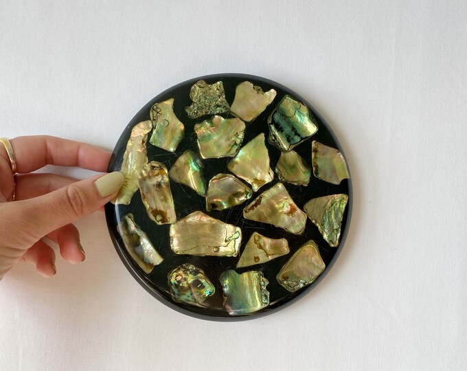 Vintage Abalone Shell Resin Trivet / Lucite Seashell Hot Plate Etsy