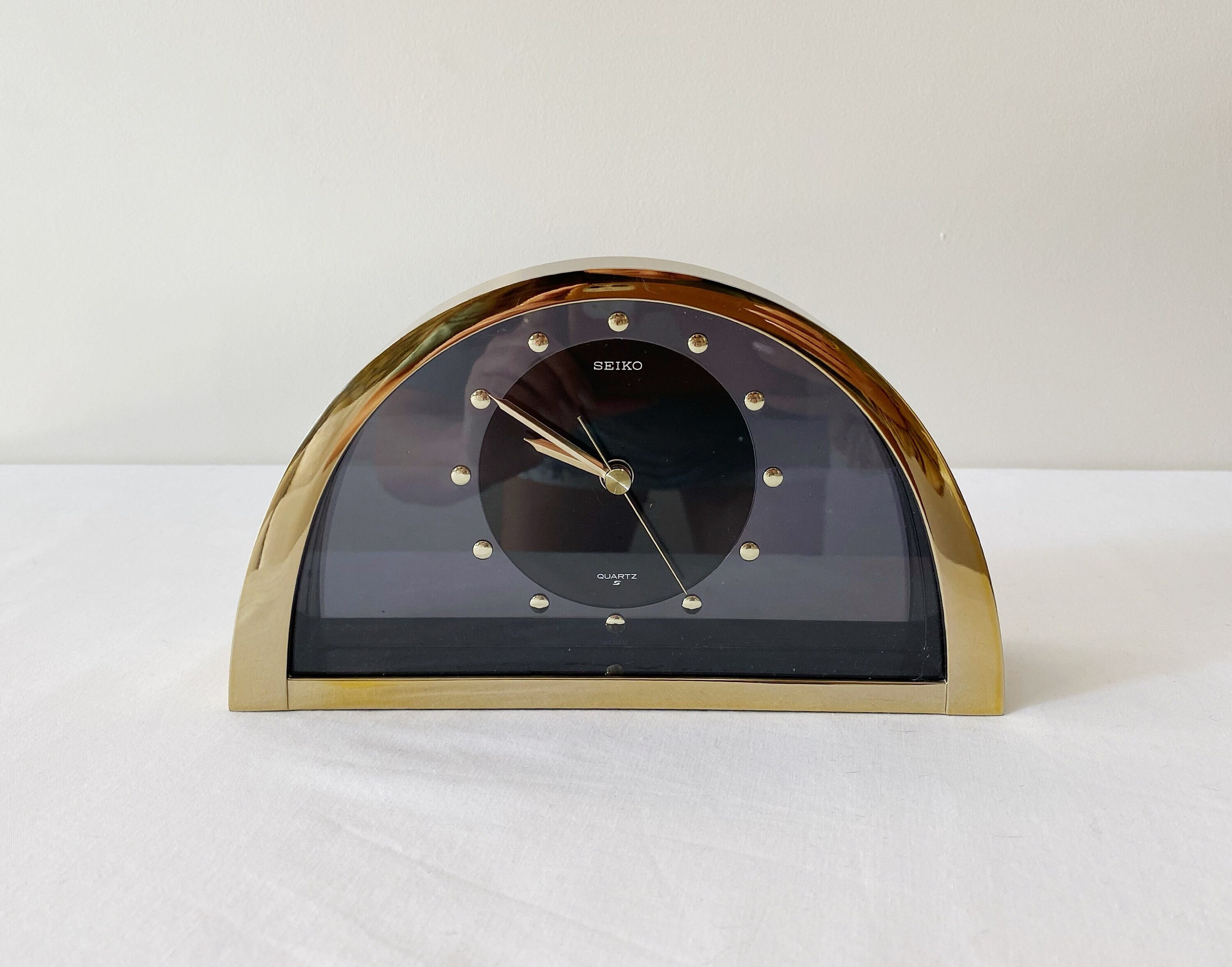 Vintage Seiko Quartz Clock / Mantle Clock / Half Moon Brass - Etsy