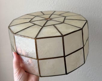 Vintage 11" capiz shell lamp shade / small lamp shade / table lamp shade / mid century Hollywood regency decor
