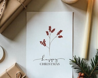 Christmas card 'Happy Christmas' - minimalist - Christmas - simple card - postcard - Merry Christmas - beautiful card