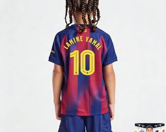 2025 Lamine Yamal #10 Barcelona Kids Home Jersey | Custom Name Number Soccer Shirt