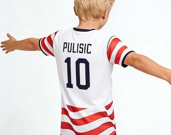 2026 USA Home World Cup Pulisic #10 Kids Soccer Jersey | Custom Youth Football Shirt | Gift for USMNT Fans