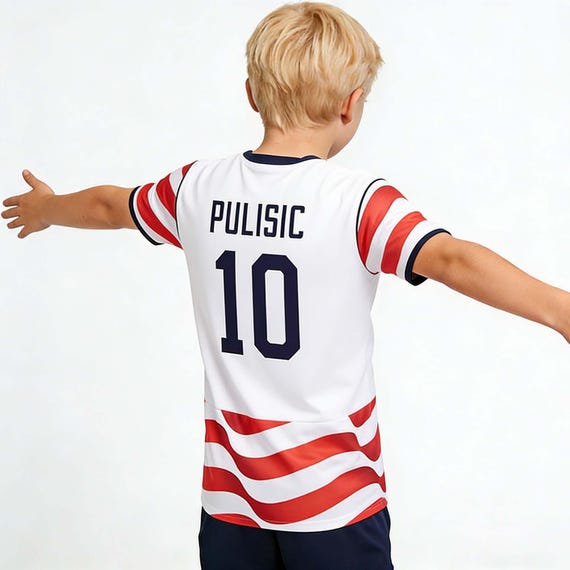 2026 USA Home World Cup Pulisic #10 Kids Soccer Jersey | Custom Youth Football Shirt | Gift for USMNT Fans