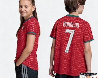Cristiano Ronaldo #7 Portugal Kids Home Jersey | Custom Name & Number | Youth Soccer Kit | Gift for Young CR7 Fans | Kids 4-12Y