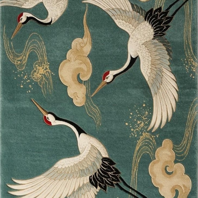 Japanese Crane Area Rug - Etsy