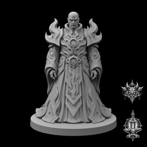 Black Flame Monk STL for 3D Printing, Dark Fantasy Mage Miniature, Tabletop RPG Boss Digital Download