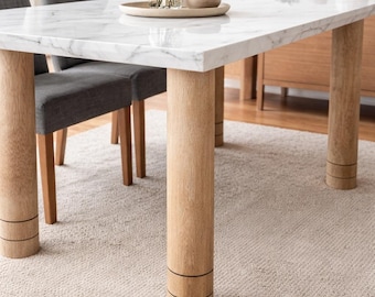 Gambe per tavolo in rovere bianco massello – Progettate per piani in marmo e tavoli pesanti (1 pezzo)