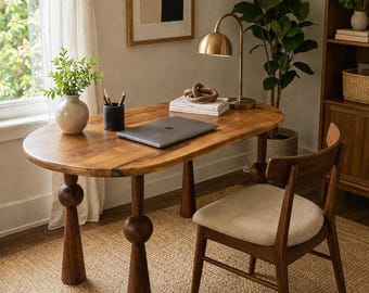 Escritorio de madera de nogal de 20"x40" – Escritorio para oficina en casa, madera maciza, envío rápido, acabado.